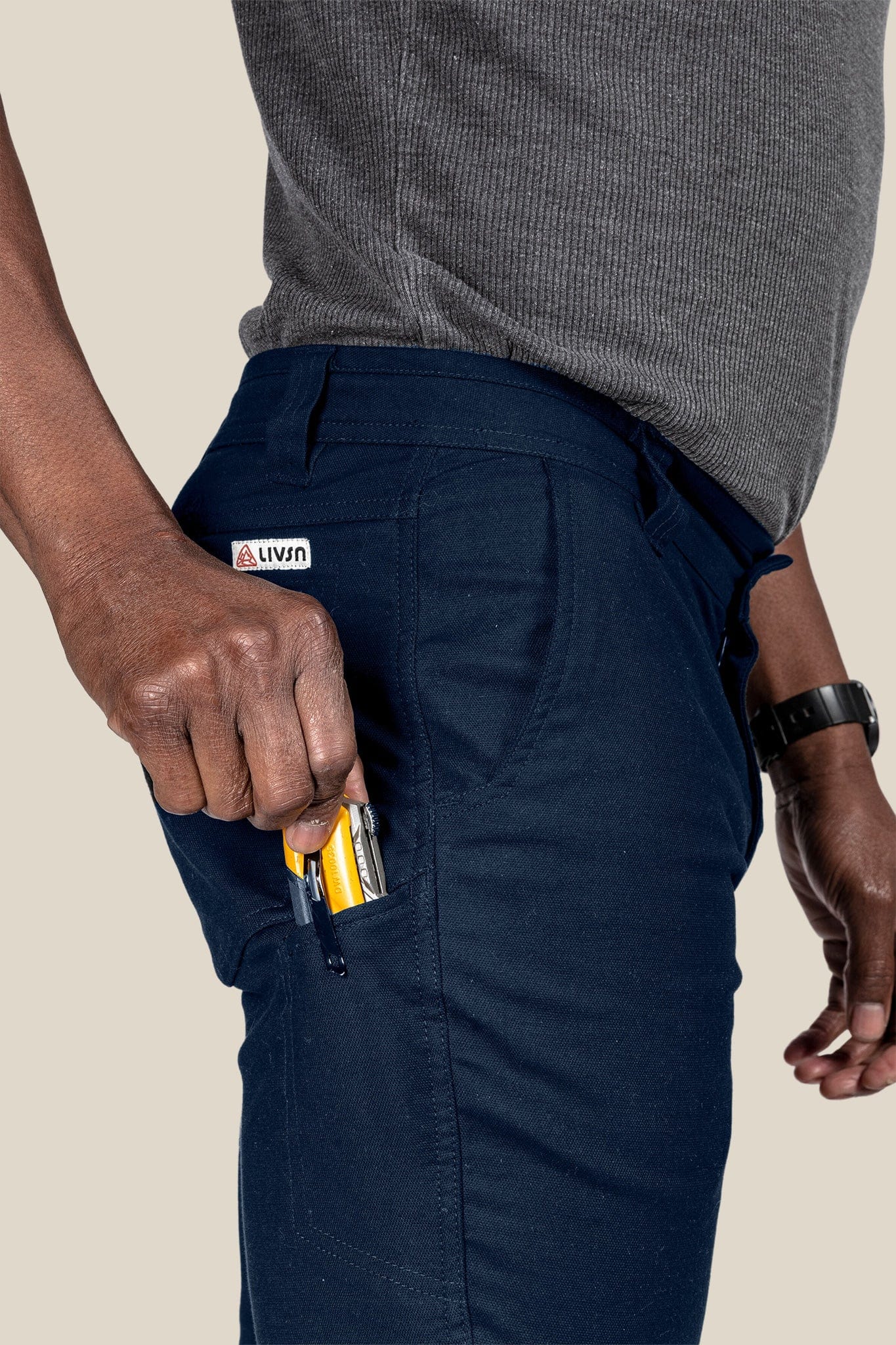 LIVSN Bottoms Flex Canvas Pants - Navy