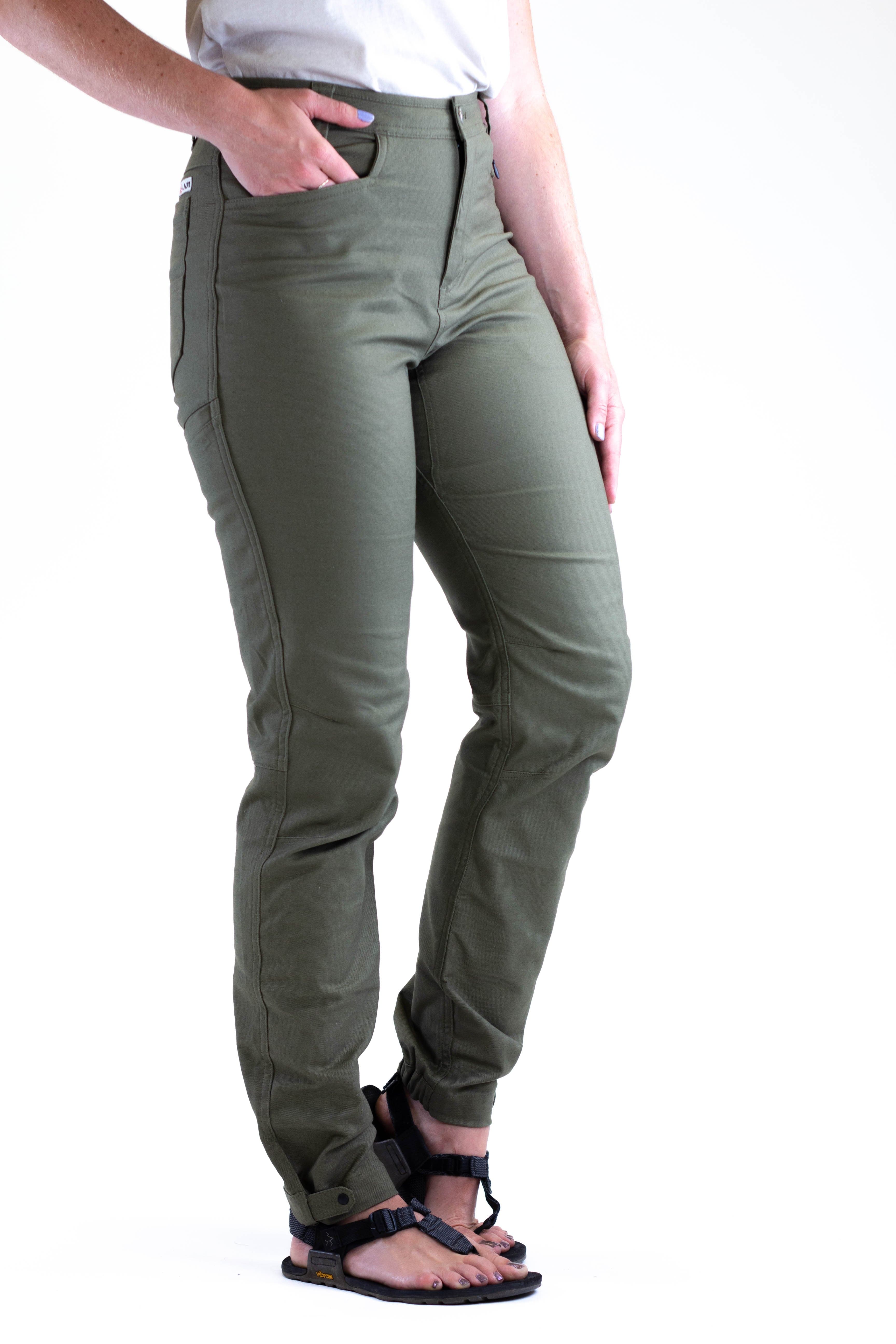 LIVSN Women's Flex Canvas Pants, Olive / 20 / 32